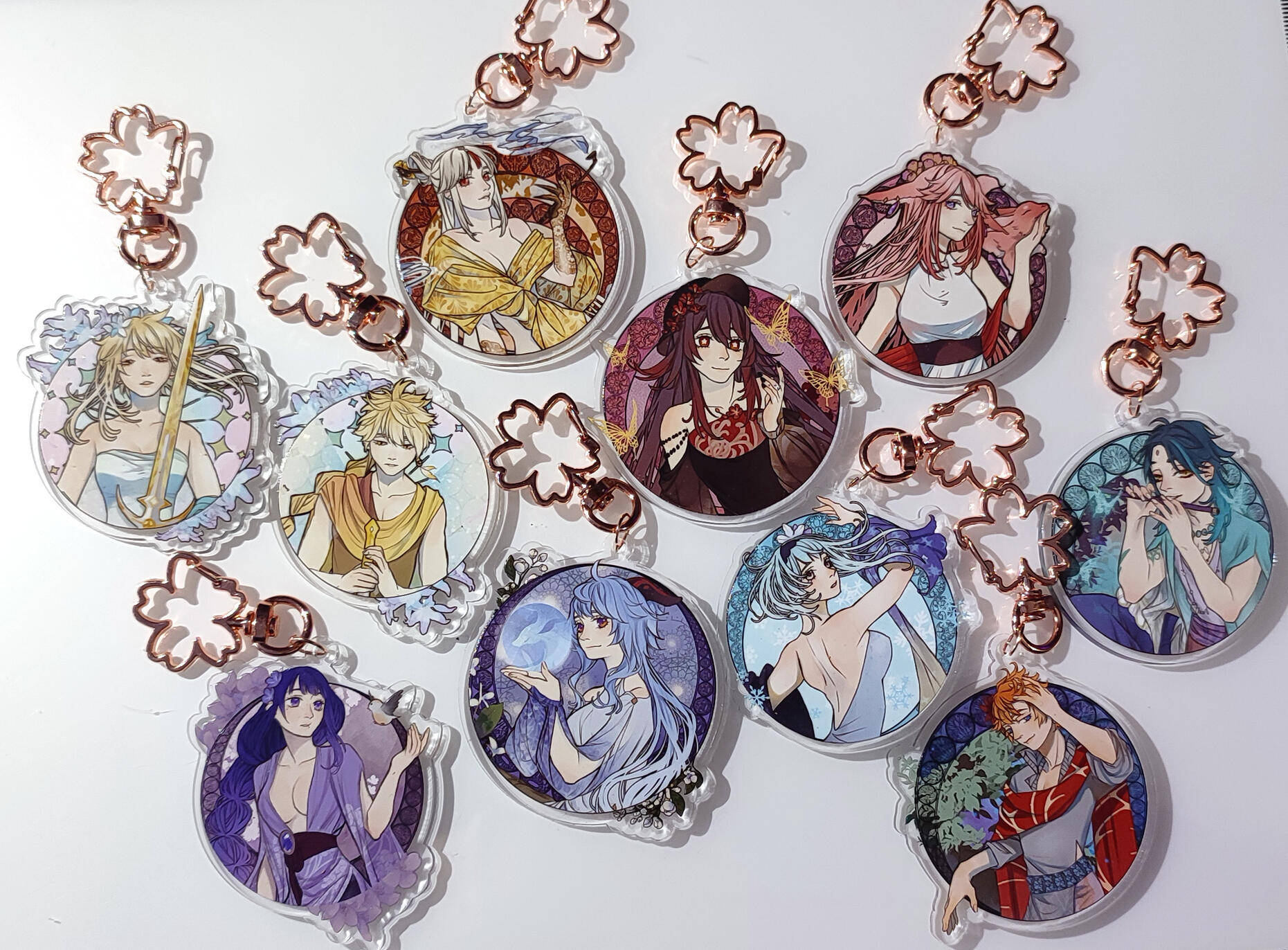 Genshin Impact Art Nouveau keychains